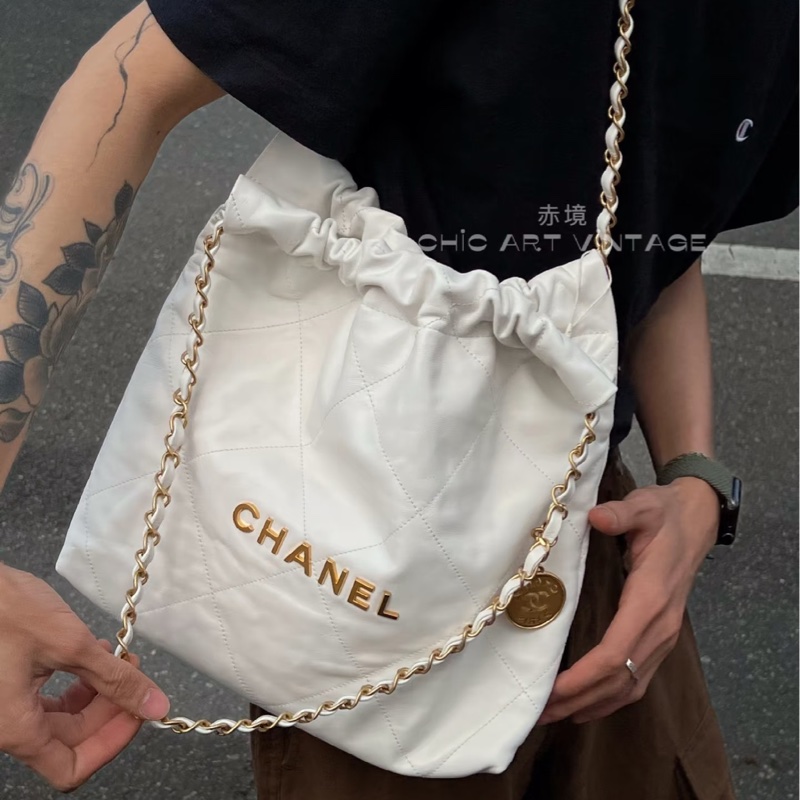 絕美神包閉眼入😍✨Chanel香奈兒白金中號22bag垃圾袋單肩鏈條包-3