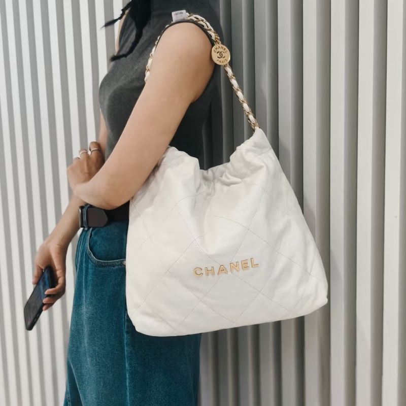 絕美神包閉眼入😍✨Chanel香奈兒白金中號22bag垃圾袋單肩鏈條包-4