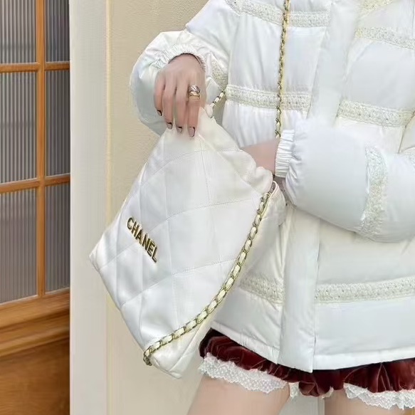 絕美神包閉眼入😍✨Chanel香奈兒白金中號22bag垃圾袋單肩鏈條包-5