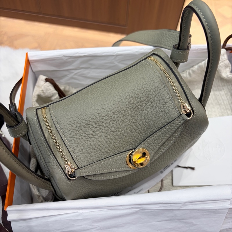 🌈Hermes🧡Mini Lindy一代🧡Q1鼠尾草金扣🌈全新有單有盒🌈TC皮🌟Stamp B🌟minilindy🌟lindy🌟愛馬仕🌟-7