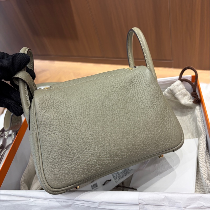 🌈Hermes🧡Mini Lindy一代🧡Q1鼠尾草金扣🌈全新有單有盒🌈TC皮🌟Stamp B🌟minilindy🌟lindy🌟愛馬仕🌟-9