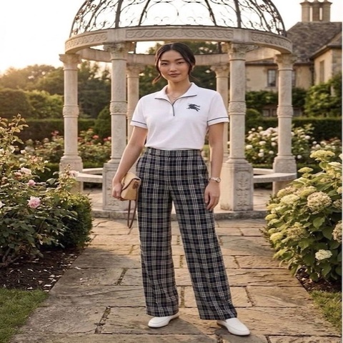 BURBERRY 倫敦 格紋彈性長褲