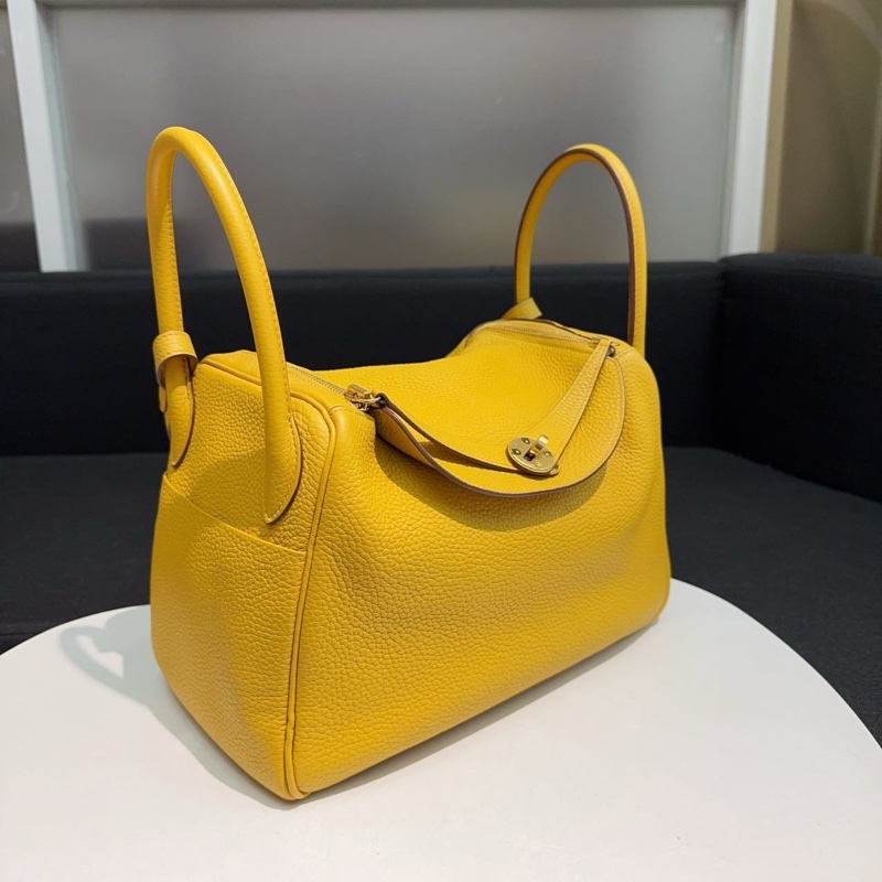 Hermes/愛馬仕Lindy30琥珀黃金扣y刻tc皮-1