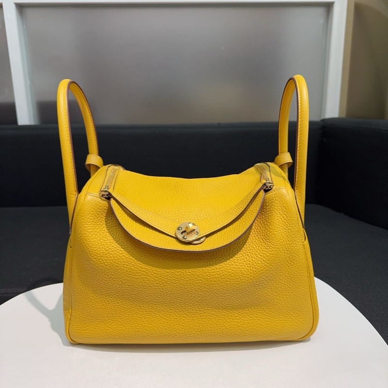 Hermes/愛馬仕Lindy30琥珀黃金扣y刻tc皮-6