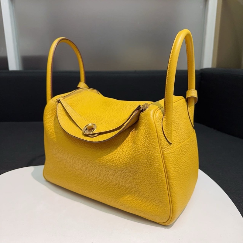 Hermes/愛馬仕Lindy30琥珀黃金扣y刻tc皮-11