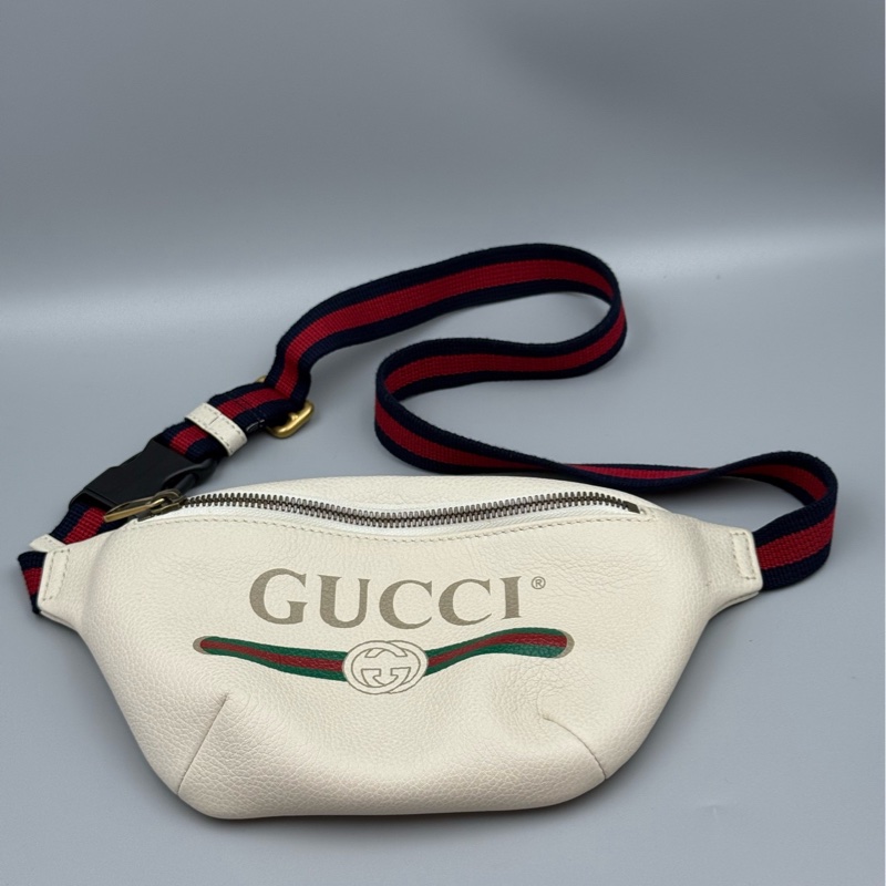 99新古馳/Gucci胸包腰包斜挎包白色男包-0