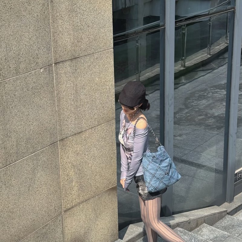 CHANEL 牛仔丹寧22bag 小號子母垃圾袋 35*37*8 98新配件塵袋-1