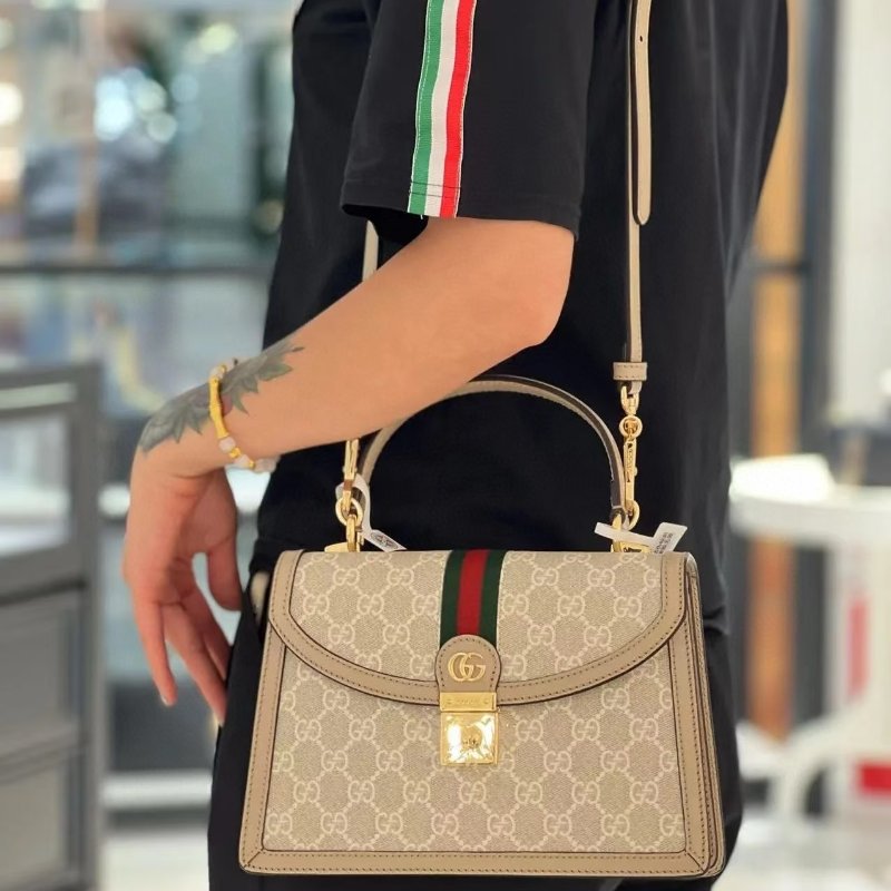 GUCCI Ophidia燕麥色 手提肩背斜背郵差包 25*17*8 98新配件塵袋-1