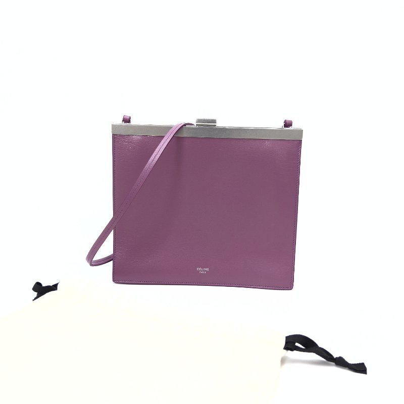 CELINE 紫色銀扣Clasp肩背斜背夾子包 23*20*4 98新配件塵袋-2