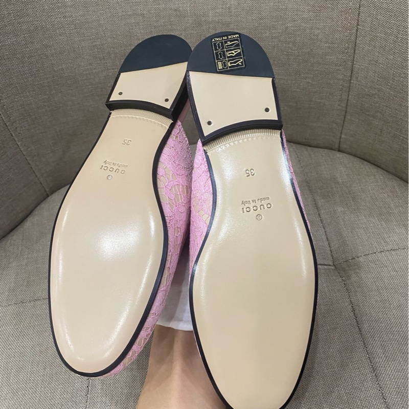 未使用Gucci古馳粉色蕾絲穆勒拖鞋 35碼 無配件:單品-5