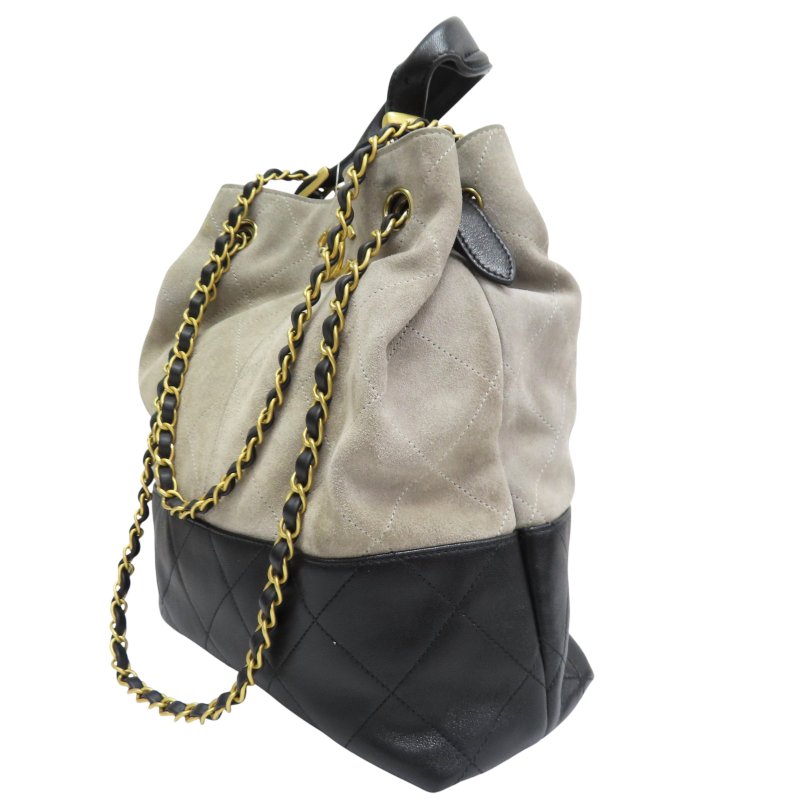 黑色牛皮 灰色麂皮 兩用包【CHANEL 香奈兒 】 AS5635-2