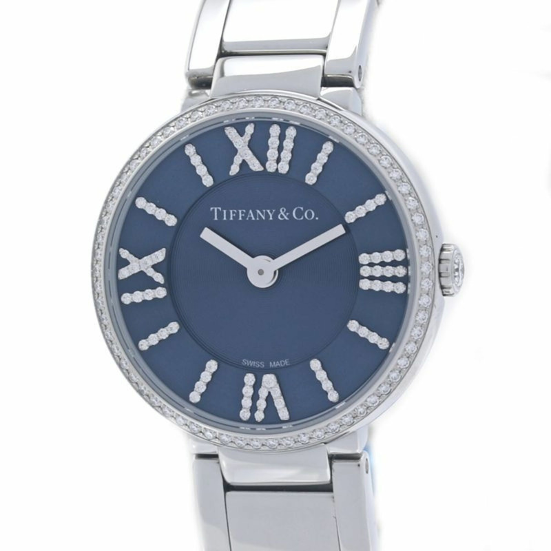 TIFFANY&Co.) Atlas 雙指針鑲鑽腕錶 69291651 女士精鋼腕錶 40349-1