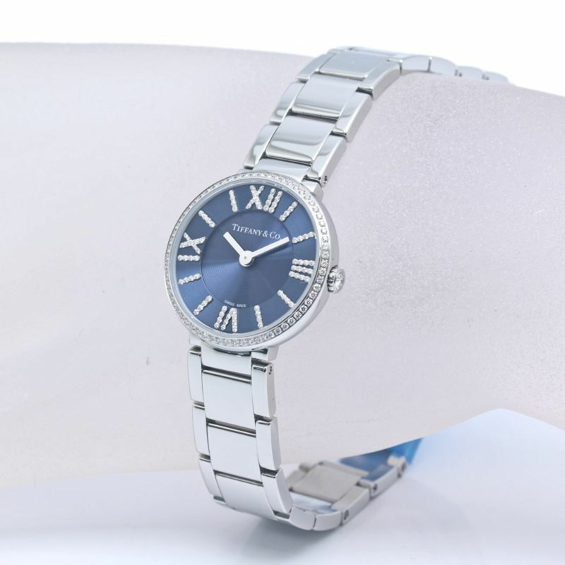 TIFFANY&Co.) Atlas 雙指針鑲鑽腕錶 69291651 女士精鋼腕錶 40349-6