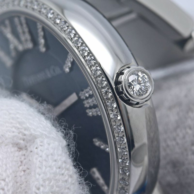 TIFFANY&Co.) Atlas 雙指針鑲鑽腕錶 69291651 女士精鋼腕錶 40349-7