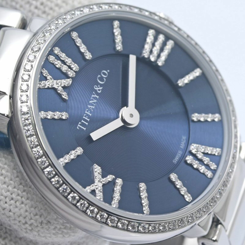 TIFFANY&Co.) Atlas 雙指針鑲鑽腕錶 69291651 女士精鋼腕錶 40349-9