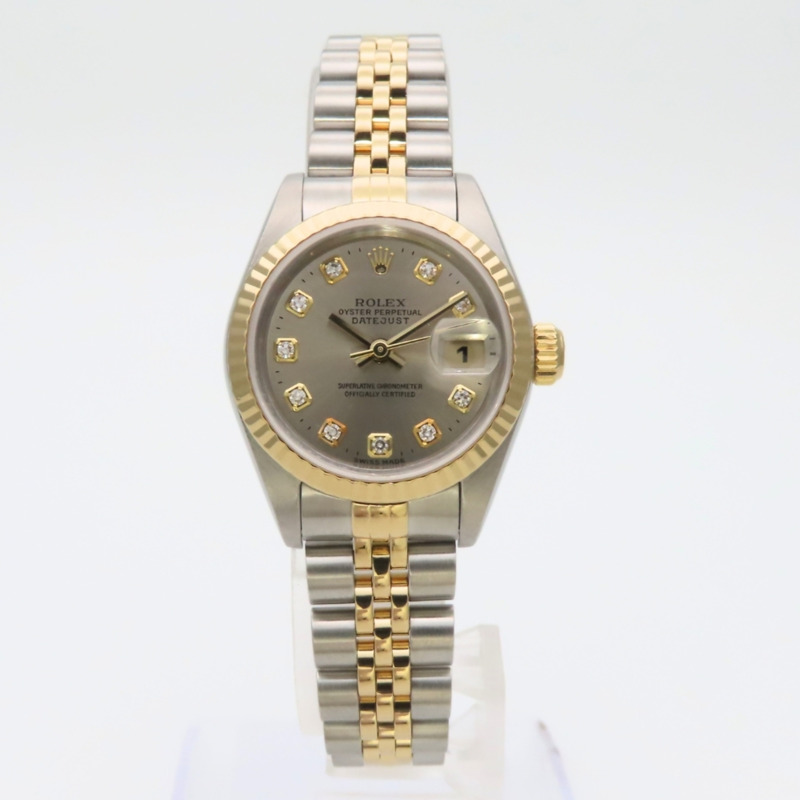 Rolex Datejust 69173G 10PD 不鏽鋼 18K 黃金鑲鑽錶盤灰色雙色女錶-2
