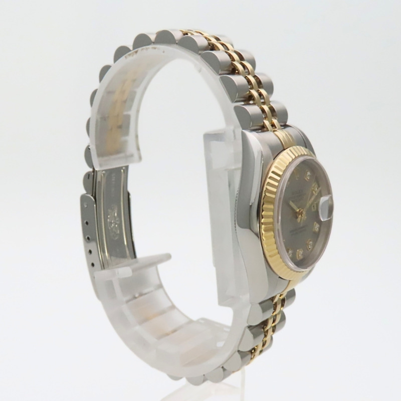 Rolex Datejust 69173G 10PD 不鏽鋼 18K 黃金鑲鑽錶盤灰色雙色女錶-3