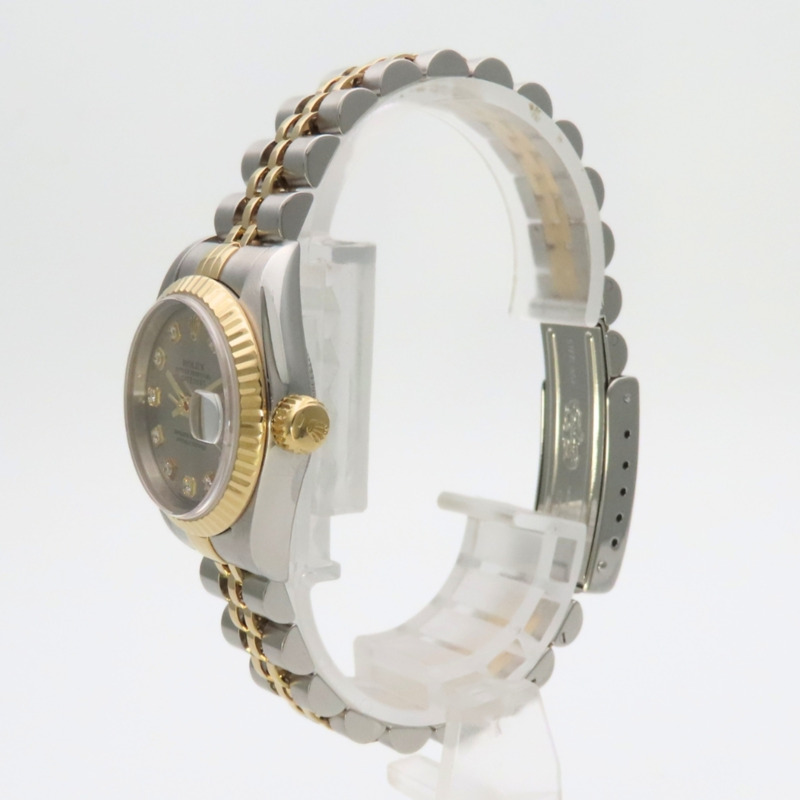 Rolex Datejust 69173G 10PD 不鏽鋼 18K 黃金鑲鑽錶盤灰色雙色女錶-4