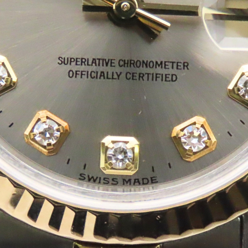Rolex Datejust 69173G 10PD 不鏽鋼 18K 黃金鑲鑽錶盤灰色雙色女錶-9