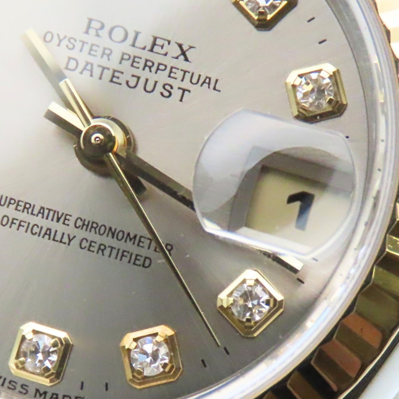 Rolex Datejust 69173G 10PD 不鏽鋼 18K 黃金鑲鑽錶盤灰色雙色女錶-11