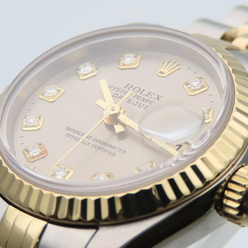 Rolex Datejust 69173G 10PD 不鏽鋼 18K 黃金鑲鑽錶盤灰色雙色女錶-12