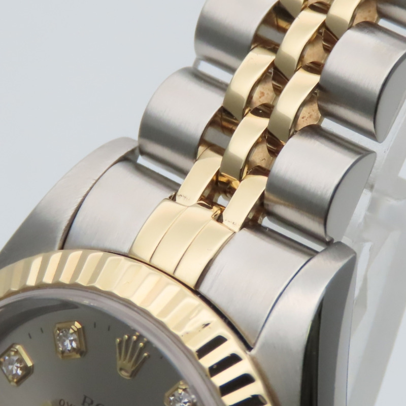 Rolex Datejust 69173G 10PD 不鏽鋼 18K 黃金鑲鑽錶盤灰色雙色女錶-13