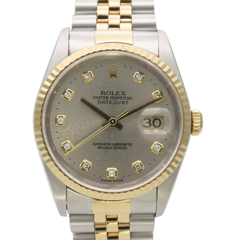 Rolex Datejust 36 16233G 不鏽鋼 18K 黃金錶盤 灰色 Hori 電腦男錶