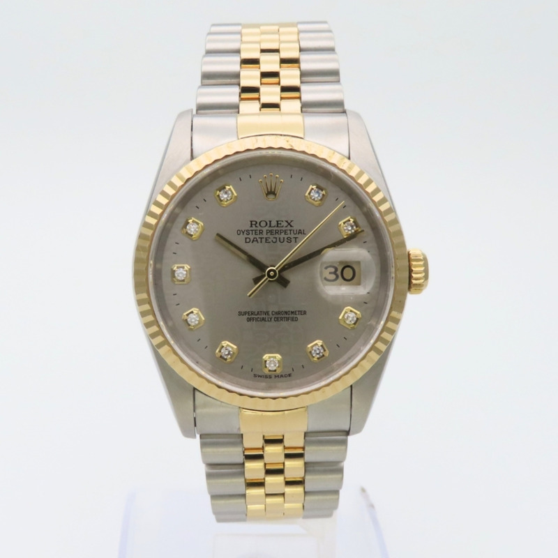 Rolex Datejust 36 16233G 不鏽鋼 18K 黃金錶盤 灰色 Hori 電腦男錶-2