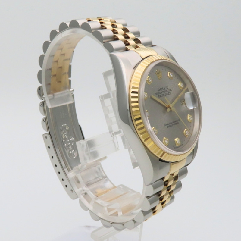 Rolex Datejust 36 16233G 不鏽鋼 18K 黃金錶盤 灰色 Hori 電腦男錶-3