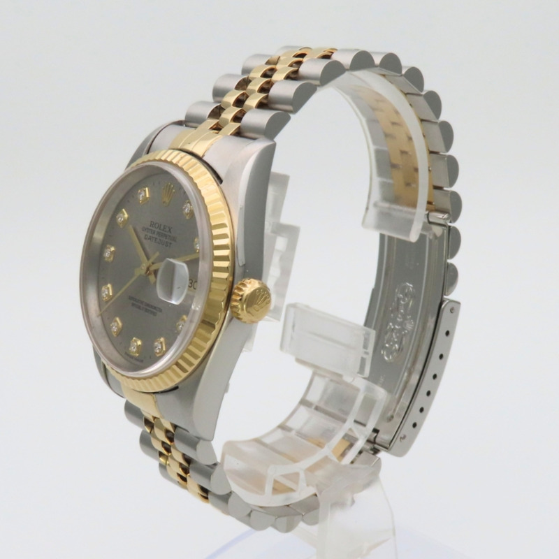 Rolex Datejust 36 16233G 不鏽鋼 18K 黃金錶盤 灰色 Hori 電腦男錶-4