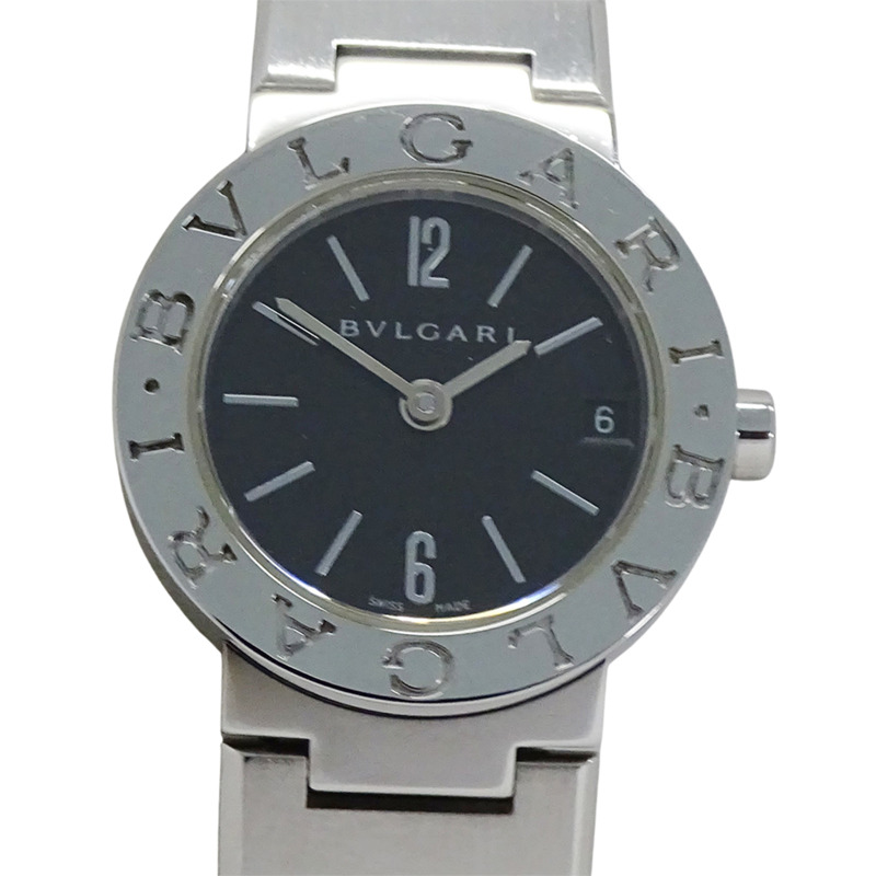 寶格麗 (Bulgari) 女士腕錶，品牌：日期石英 QZ 不鏽鋼 SS BB23SS 銀色黑色圓形-1