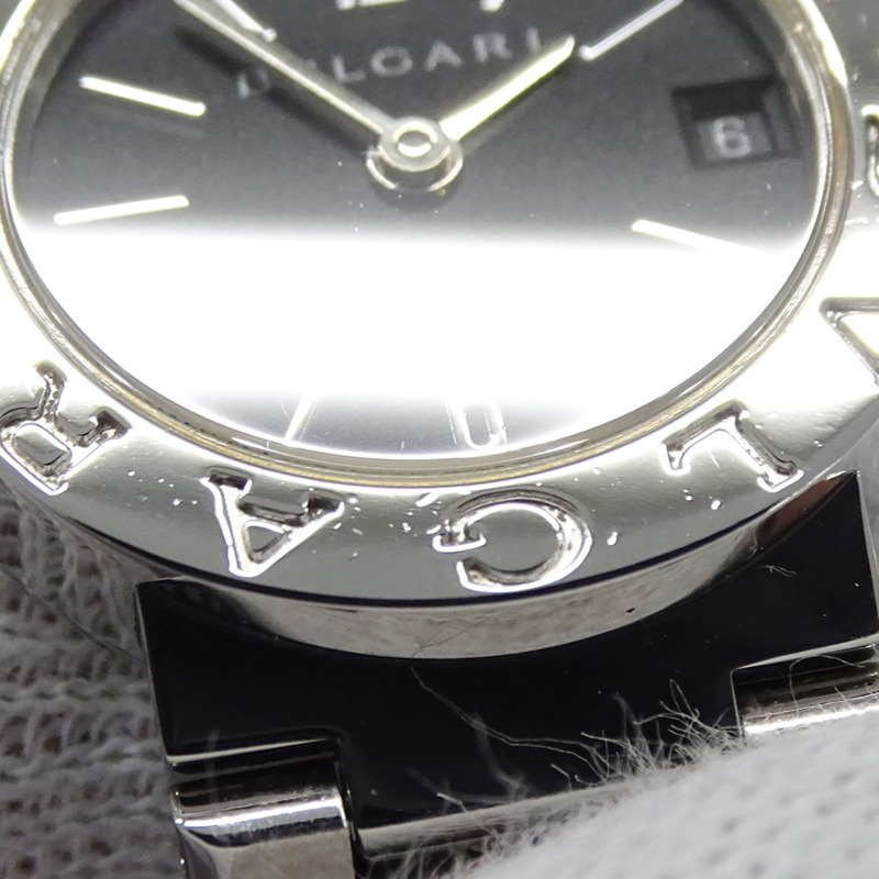 寶格麗 (Bulgari) 女士腕錶，品牌：日期石英 QZ 不鏽鋼 SS BB23SS 銀色黑色圓形-8