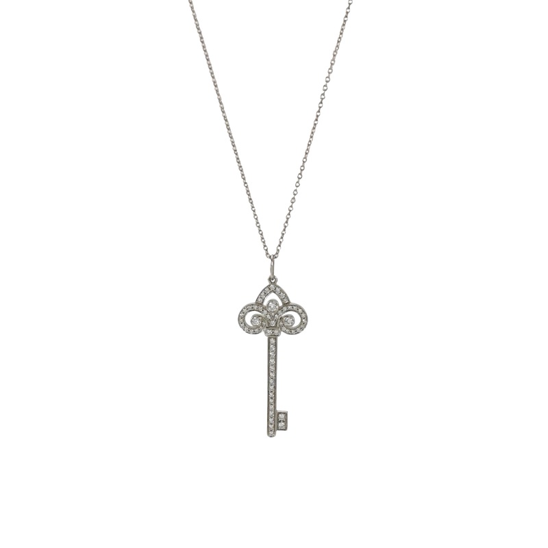 Tiffany & Co. Tiffany Keys18K白金铂金PT950钻石项链-0