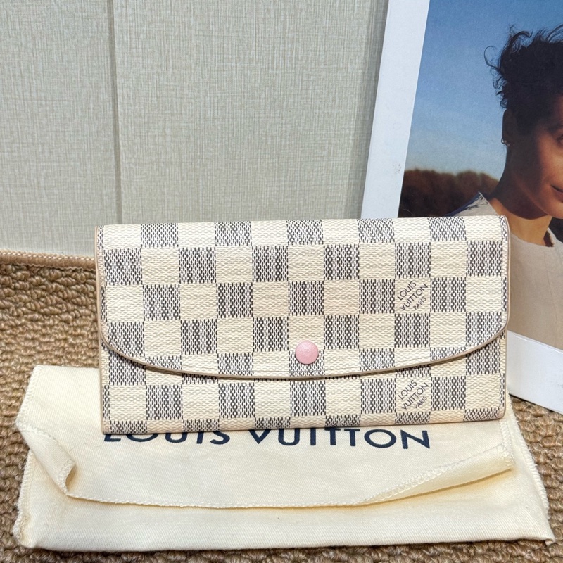 Louis Vuitton 路易威登 豆豆長款錢包 白棋盤 附件防塵袋-3