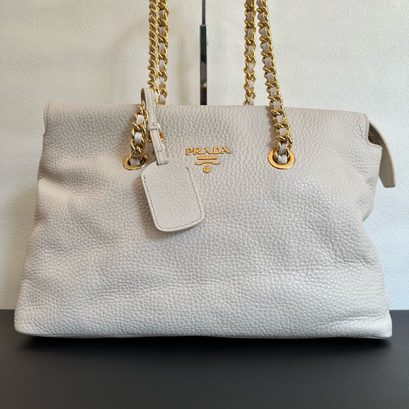 Prada • 白金荔枝牛皮托特包-1