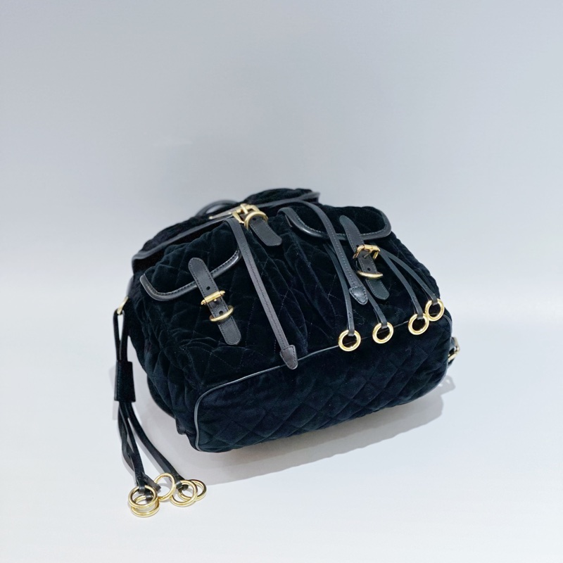 Prada • 新款黑金絲絨後背包 小號-4