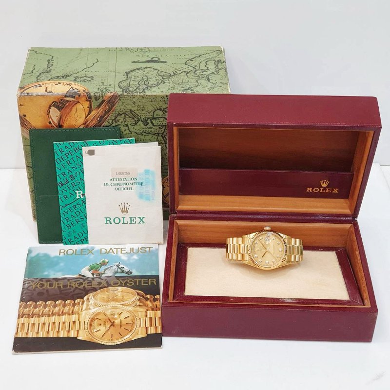 【大眾名錶】 Rolex 勞力士18238 Day-Date 蠔式18K 新包台 金色十鑽面盤 大眾名錶B1312-9