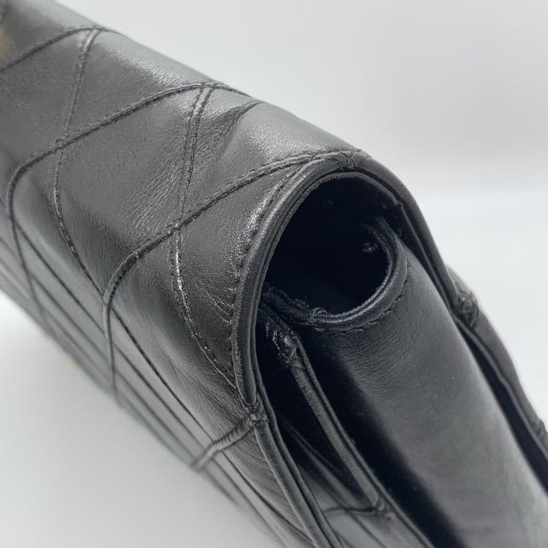 Chanel香奈兒 牛皮菱格公文包中古款 黃銅鎖扣帶CHANEL刻字-10