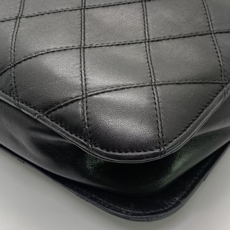 Chanel香奈兒 牛皮菱格公文包中古款 黃銅鎖扣帶CHANEL刻字-11