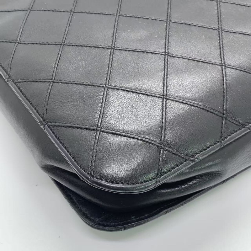 Chanel香奈兒 牛皮菱格公文包中古款 黃銅鎖扣帶CHANEL刻字-12