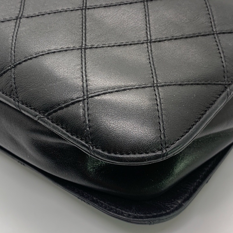 Chanel香奈兒 牛皮菱格公文包中古款 黃銅鎖扣帶CHANEL刻字-15