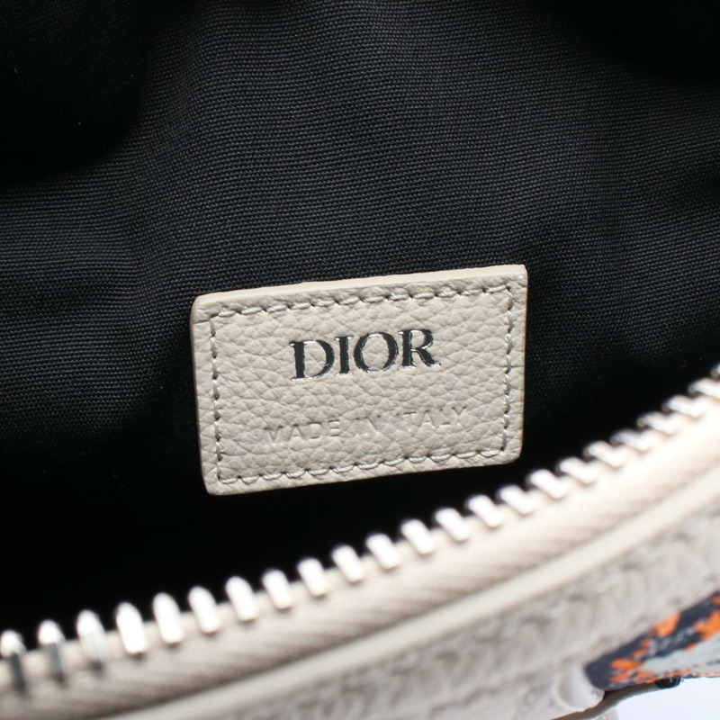 Dior SADDLE Oblique 亮片腰包斜背包 銀色 海軍藍 橘色 二手 男士-3