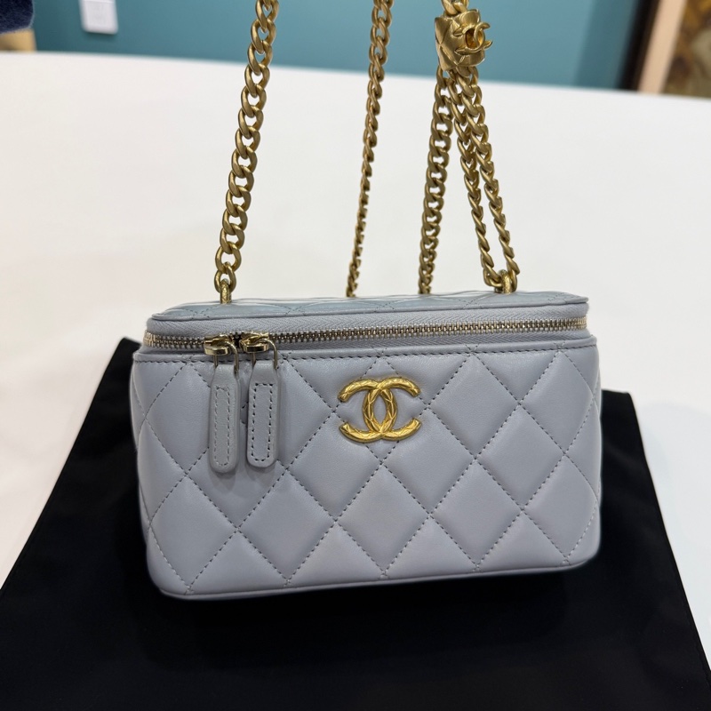 Chanel 香奈兒 23B 金柱調節扣 灰色長盒子  有鏡子 新鐳射 芯片款 有塵袋-0