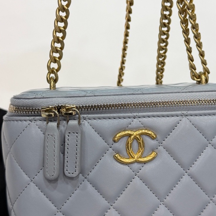 Chanel 香奈兒 23B 金柱調節扣 灰色長盒子  有鏡子 新鐳射 芯片款 有塵袋-8