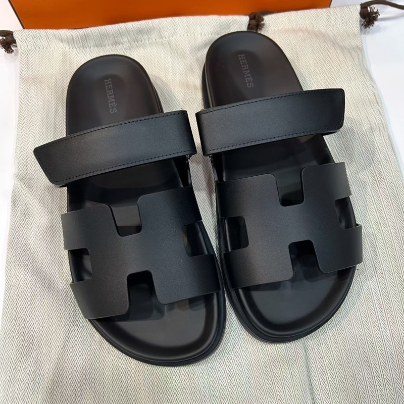 全新hermes 愛馬仕 黑色 男女同款，二舅拖鞋，鞋碼39碼 有其它尺碼-5