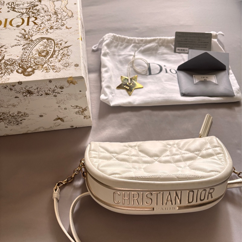Dior 迪奧 Vibe Hobo 白色羊皮肩包-0