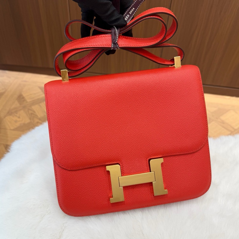Hermes Constance 愛馬仕 康康24 橘紅色金扣-0