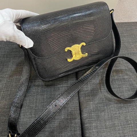 Celine Triomphe Lizard ( Black / Gold )