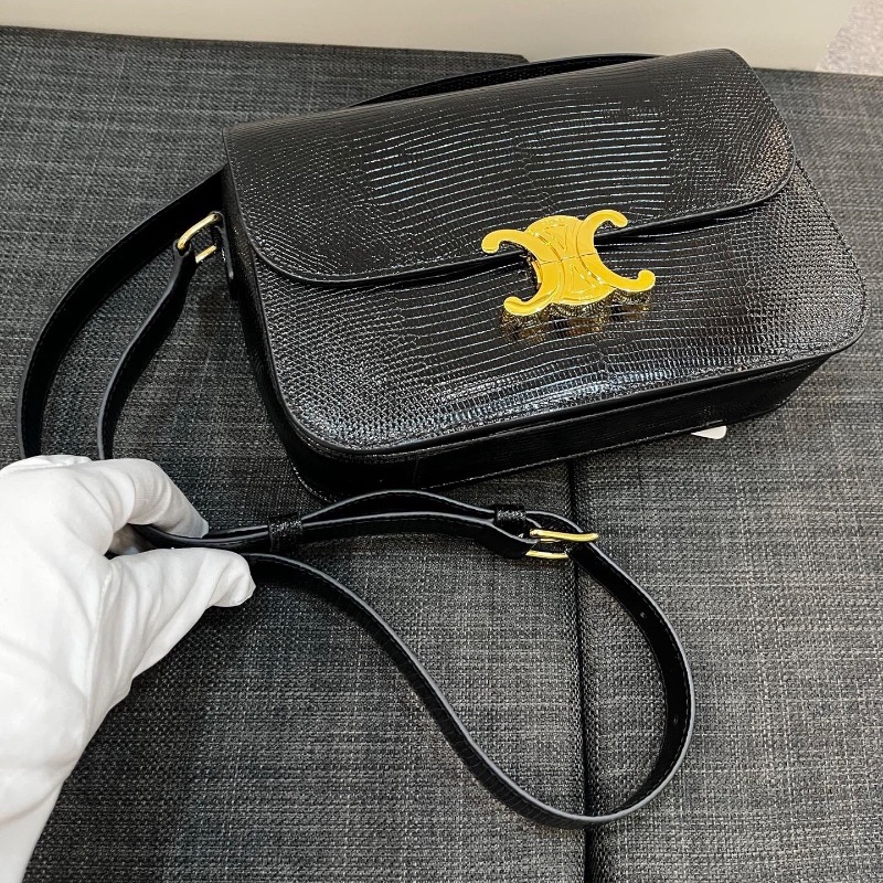 Celine Triomphe Lizard ( Black / Gold )-2
