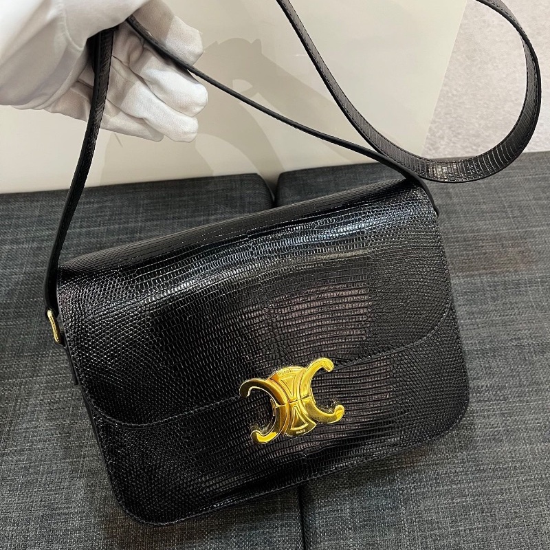Celine Triomphe Lizard ( Black / Gold )-4